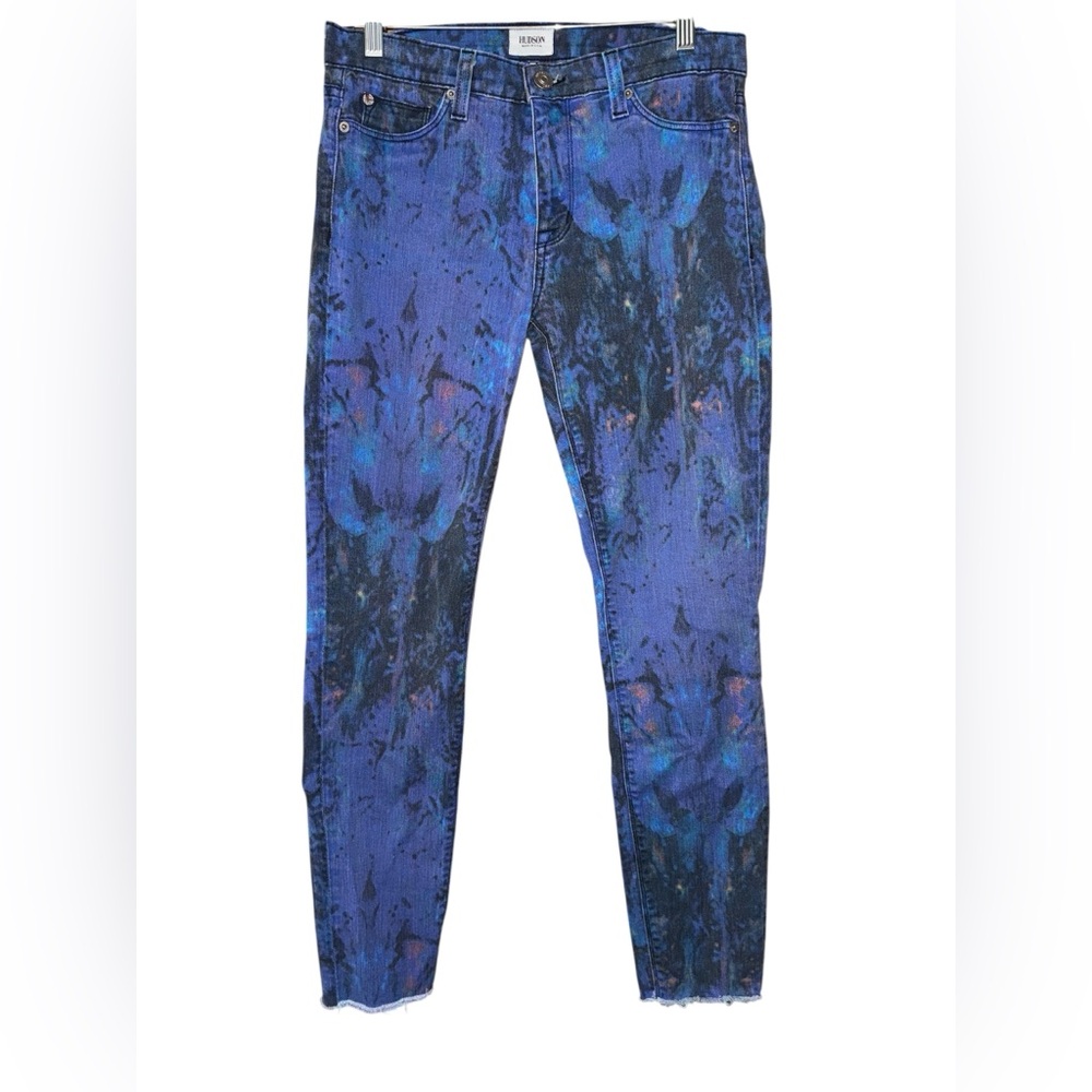 HUDSON NICO NEBULA PRINT MIDRISE SUPER SKINNY STRETCH PANTS JEANS 28